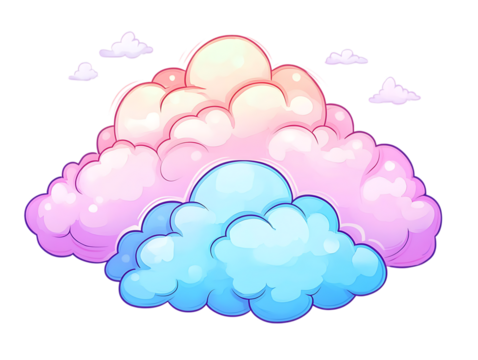 Transgender pride flag colors in fluffy clouds
