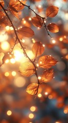 Fototapeta premium Golden leaves illuminated by sunlight.