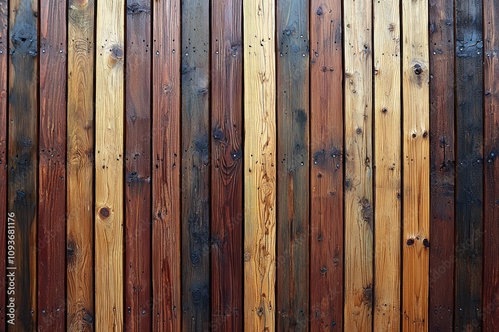 Poster weathered wooden planks with various hues and grain patterns
