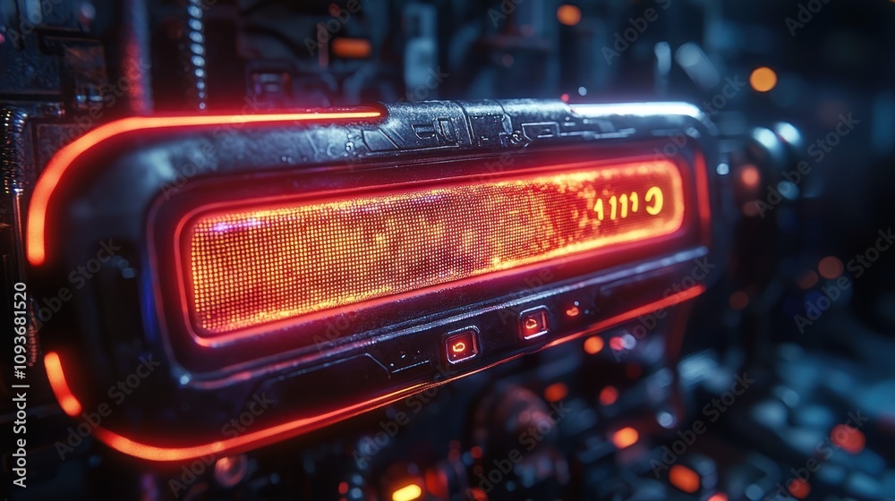 Aufkleber Futuristic Control Panel with Red LED Display and Buttons