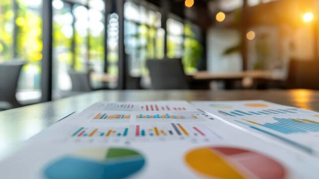 Financial Charts on a Table with Blurred Background