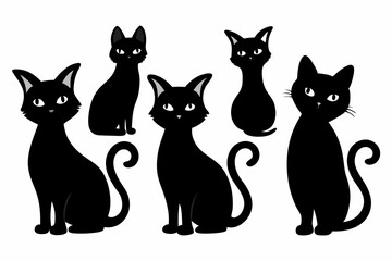 Cat silhouette set icon vector illustration. Cat silhouettes vector collections
