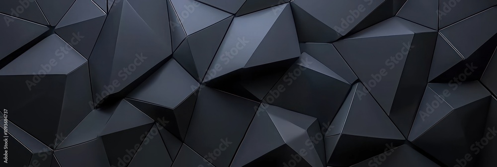 Poster abstract black geometric wall with interlocking triangular shapes