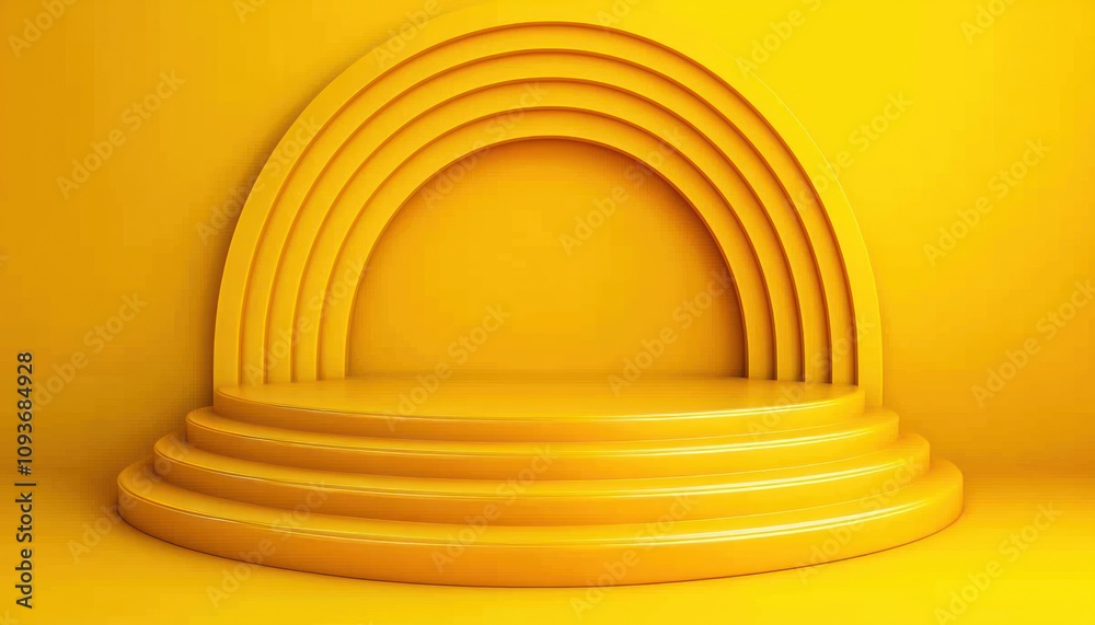 Poster yellow circular platform with arched background
