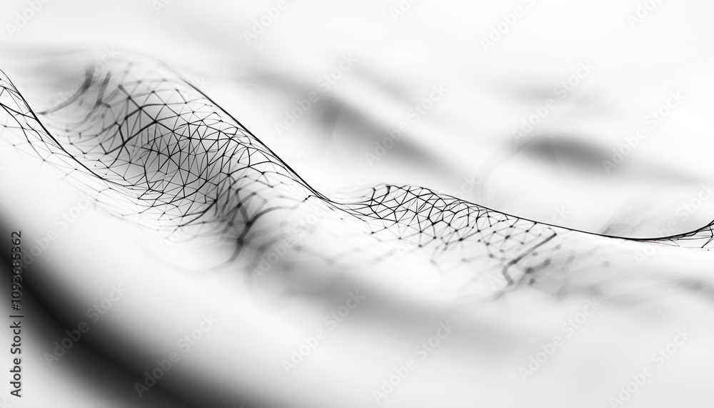 Poster Abstract Black and White Wireframe Mesh Pattern