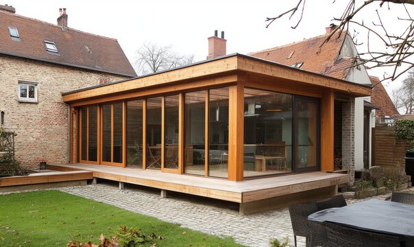 Building the extension with a robust timber frame