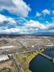 Fototapeta premium High Angle View of Dagenham City East London Capital City of England Great Britain. Aerial Footage was Captured with Drone's Camera on March 2nd, 2024