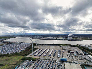 High Angle View of Dagenham City East London Capital City of England Great Britain. Aerial Footage...