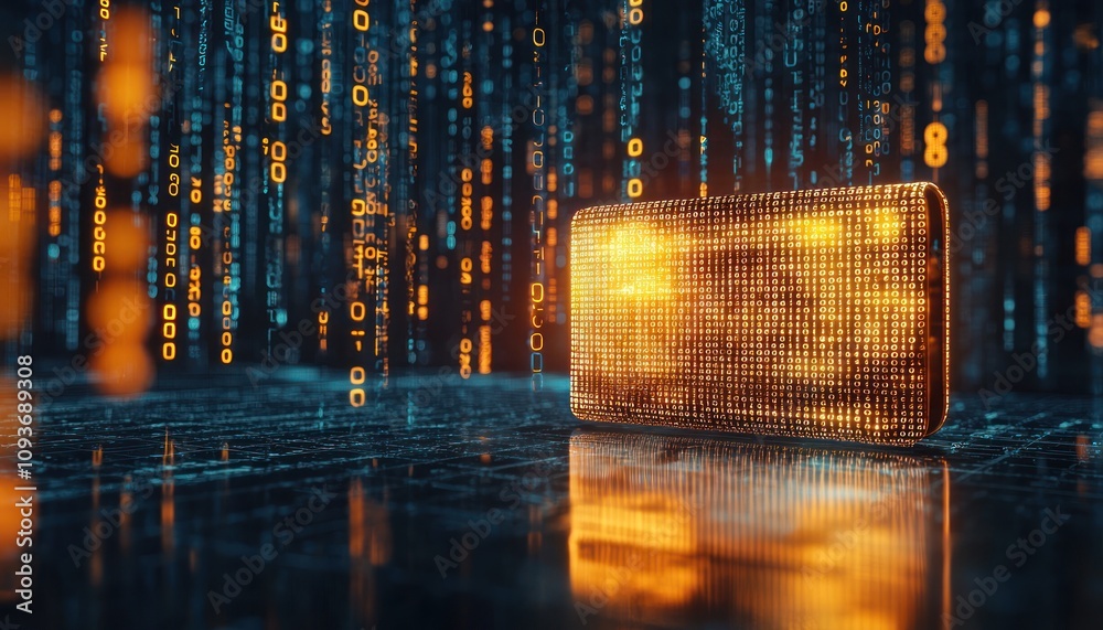 Poster A Golden Rectangular Object with Binary Code Embedded in a Digital World