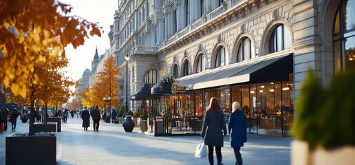Obraz premium people walking on the street in winter