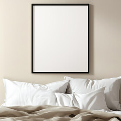 Modern style bedroom interior with a mock up frame for wall decoration
