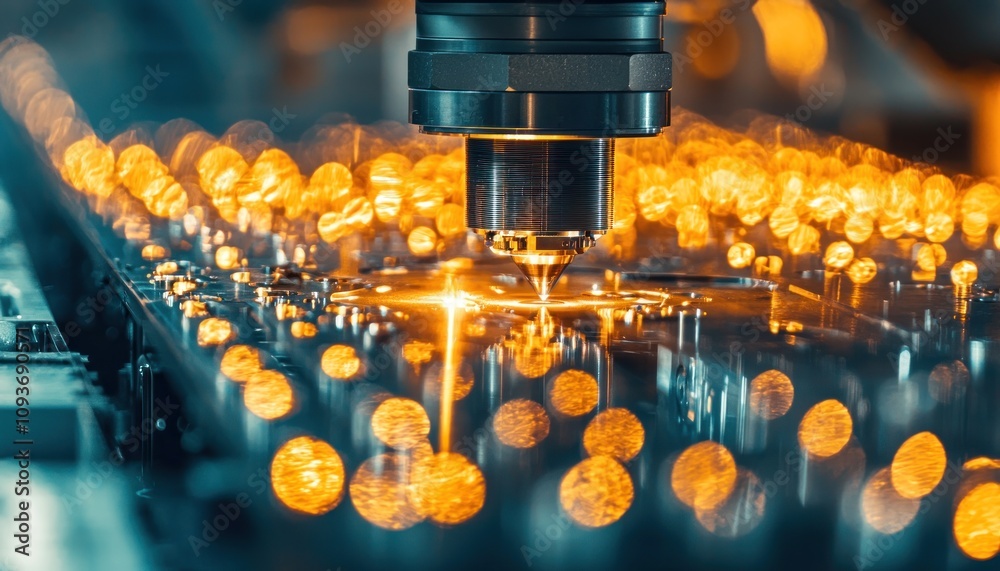 Aufkleber close-up of a laser cutting machine in operation