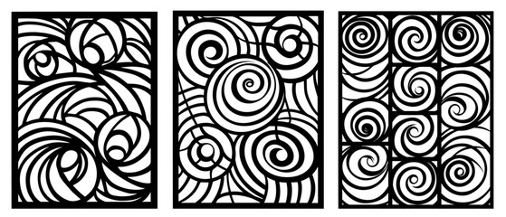 creative geometric designs with radial and grid elements – black vector