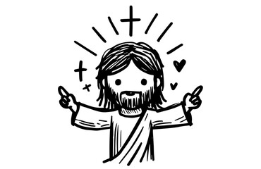 set of hand-drawn Jesus Christ character designs