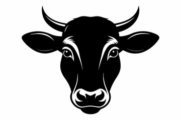 Cow head silhouette. Cow head icon vector illustration. bull head silhouette icon vector