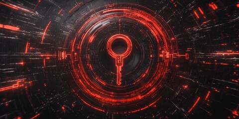 Obraz premium a digital key, digital waves with a key in the center, digital key wallpaper