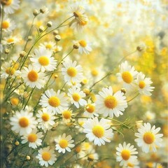 Obraz premium Camomile in bloom, focused
