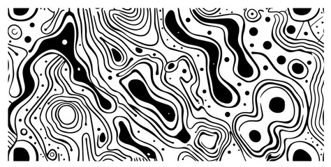 Fototapeta premium artistic wavy line composition in black and white patter