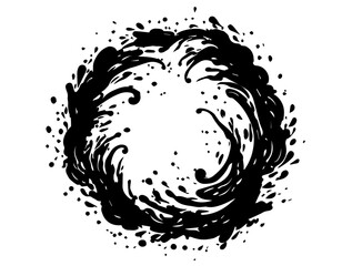rough black brushstroke circle in abstract vector illustration