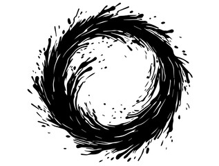circular ink brush stroke in minimalist black vector art