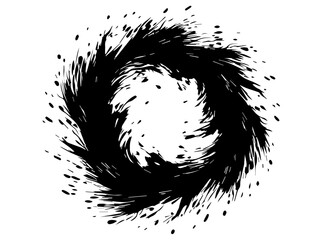 circular ink brush stroke in minimalist black vector art