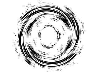Abstract circular brush stroke design – minimalist black vector circle