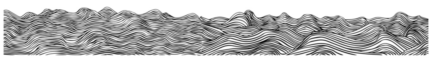 Artistic ocean waves – nature-inspired black vector illustrations for designs © Luka