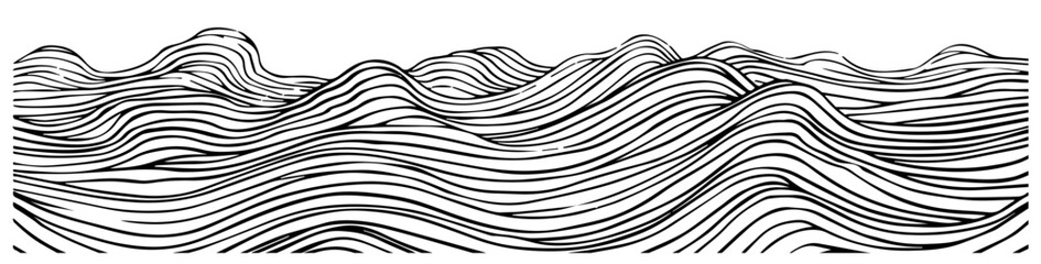 Monochrome ocean-inspired wave illustrations – artistic black line art design