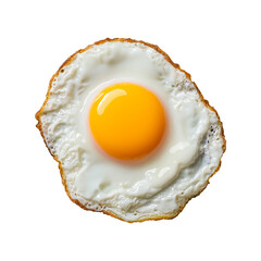 Fried egg with perfectly cooked white and vibrant yolk on transparent background