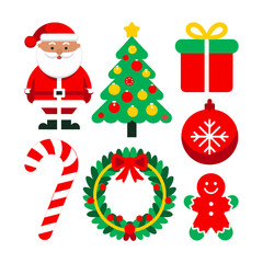 set of christmas elements