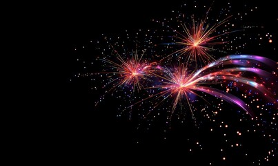 Naklejka premium Vibrant Fireworks Bursting in the Night Sky for Celebrations and Events