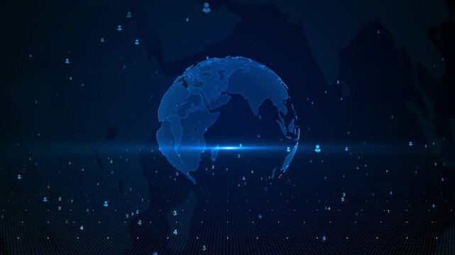 Wireframe internet, network wireless Technology connection for abstract, mockup or cyberspace for future software world map cybersecurity, cloud computing innovation web model Blockchain web 3.0 3D 4K
