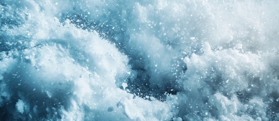 Fototapeta premium Abstract Close-Up of Snow Falling on a Blue Background