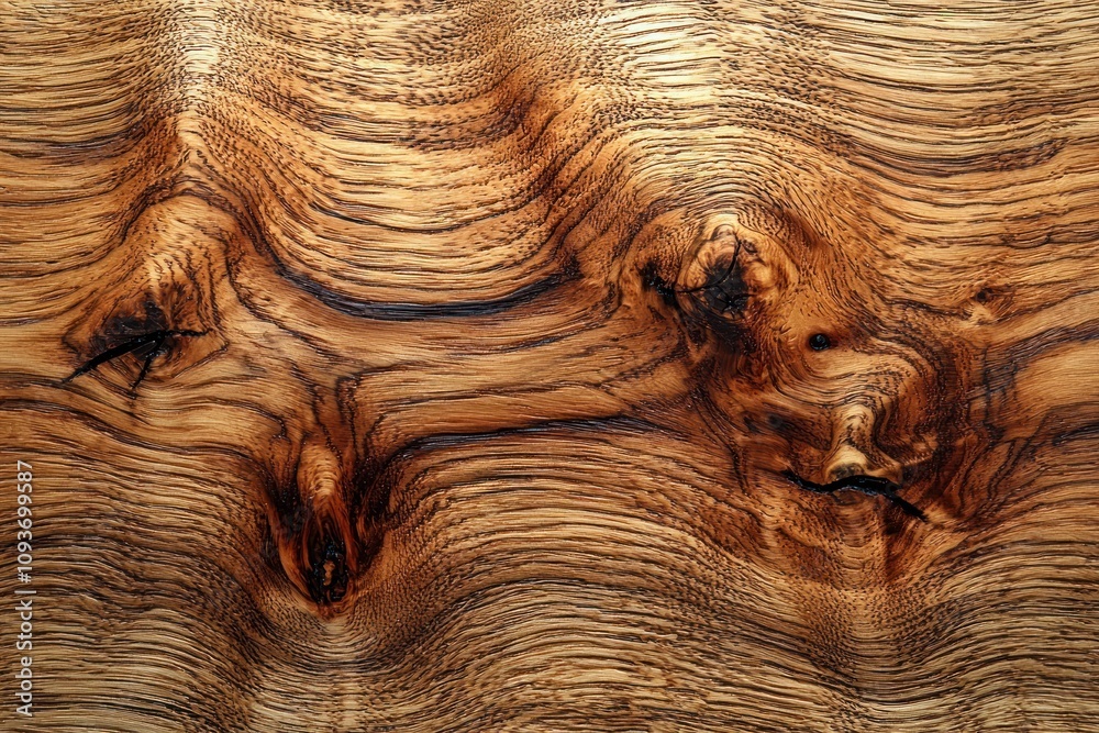 Poster Close-up of a wooden surface with intricate grain patterns and knots.