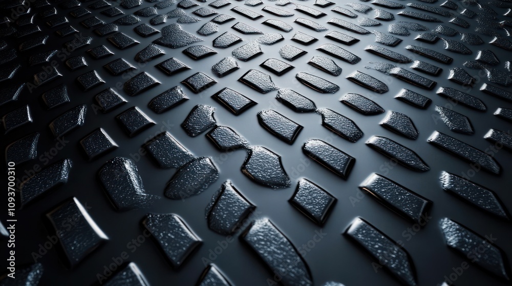 Poster Abstract Black Pattern of Shiny, Embossed Rectangles
