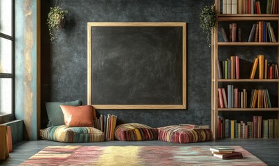 Creative Educational Space with Chalkboard and Books