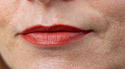 Fototapeta premium Close-up of a woman's lips with red lipstick