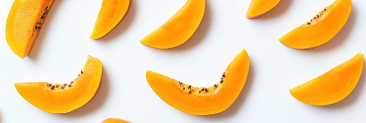 Slices of Ripe Mango on a White Background