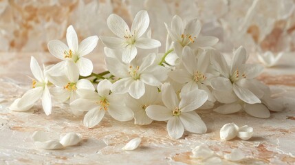 Delicate White Flowers on a Creamy Background