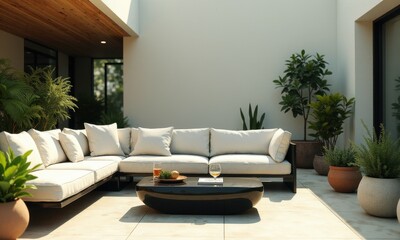 Contemporary outdoor space with stylish plant decor.