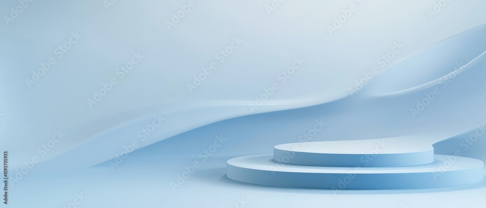 Poster abstract blue curved platform with minimalist design