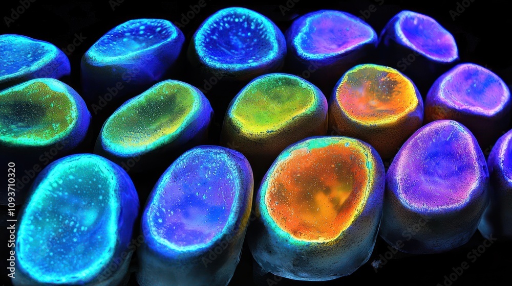 Poster iridescent gemstones displaying multiple hues under uv light