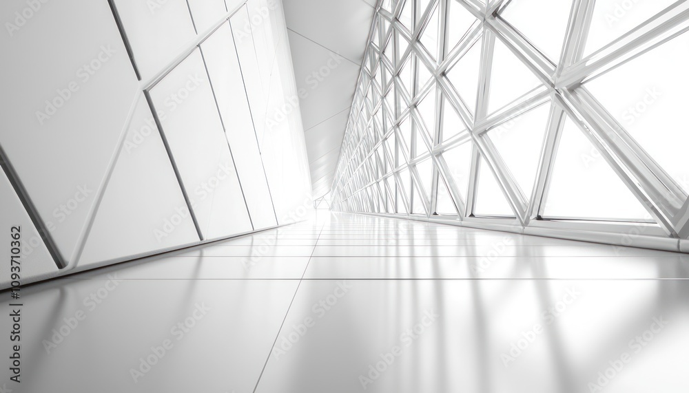 Aufkleber White corridor with a large triangular window