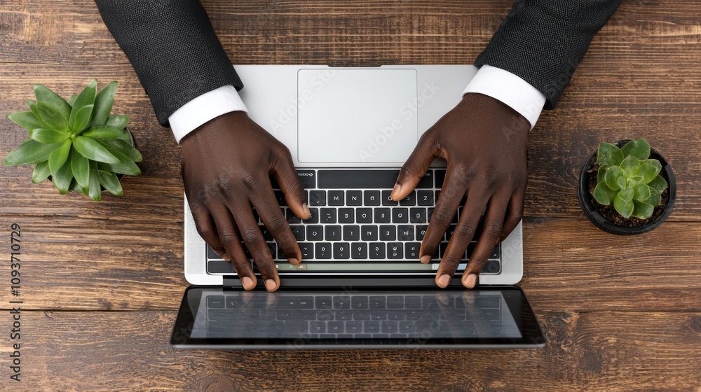 Poster A Person Typing on a Laptop Computer with Their Hands in the Frame