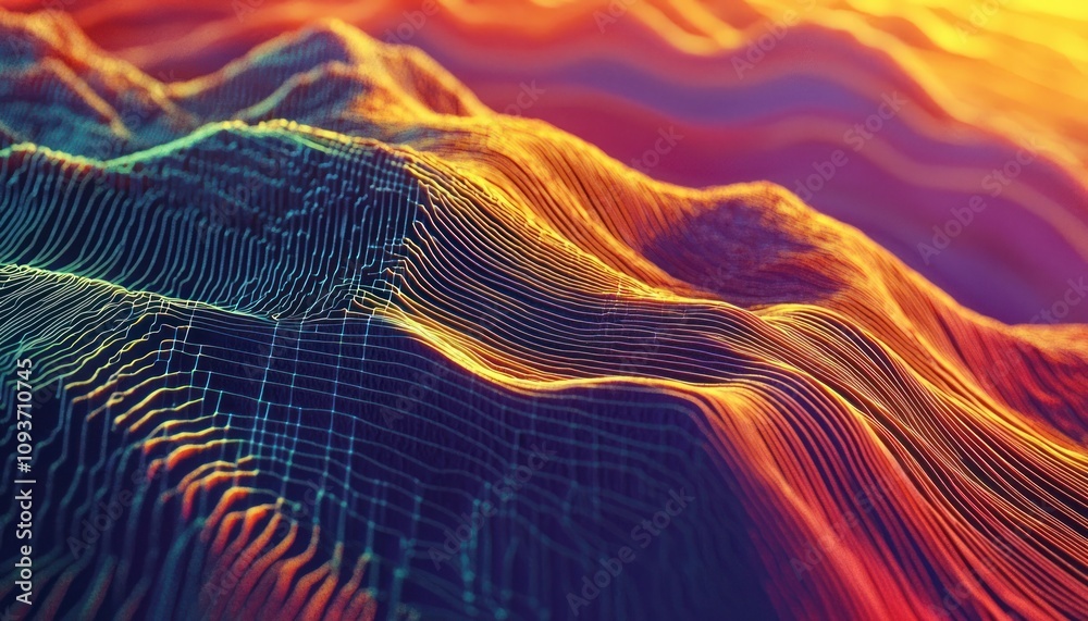 Aufkleber Abstract Wavy Pattern with Vivid Colors and Intersecting Lines