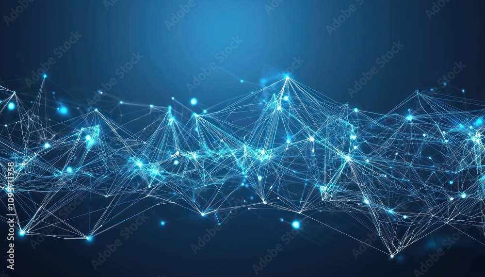 Leinwandbilder abstract digital network with glowing nodes and lines