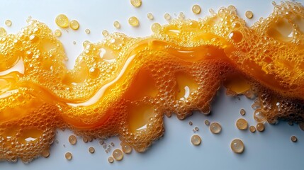 Exploring Abstract Forms of Orange Liquid with Bubbles and Foam