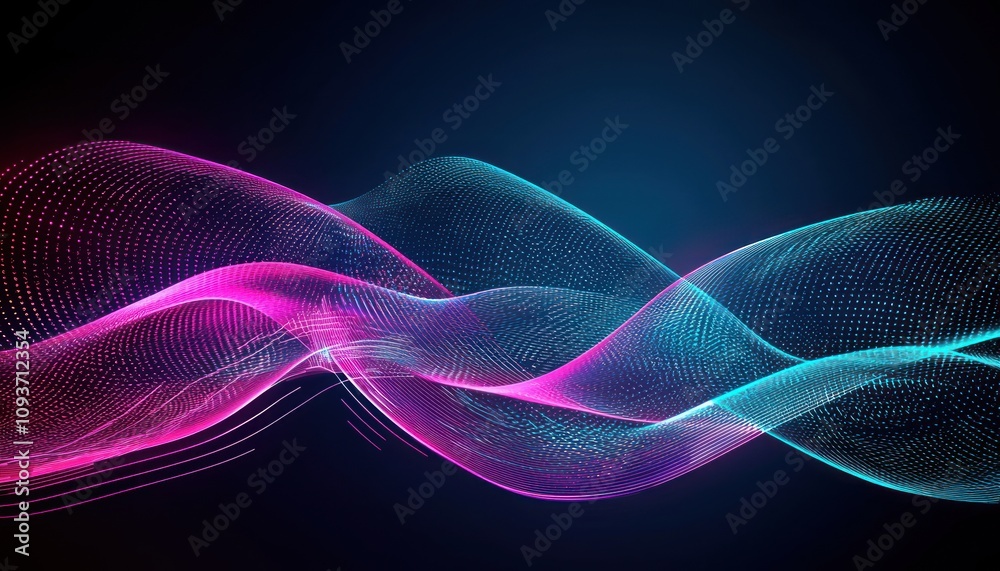 Aufkleber abstract neon waves with dotted texture