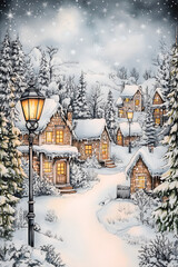 winter landscape with house