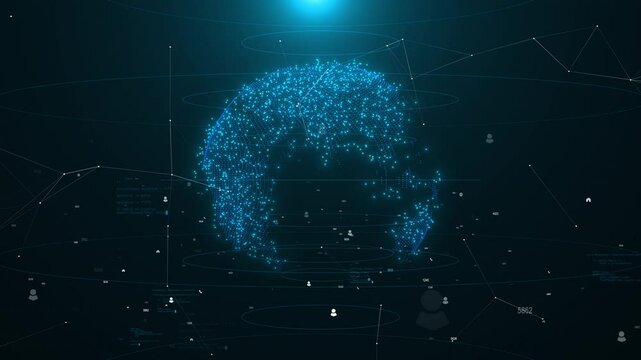 World map Digital users worldwide connection global network connection, data economy. Ai network transmission optical fiber. Transfer 5G web communications signal New world social media innovation